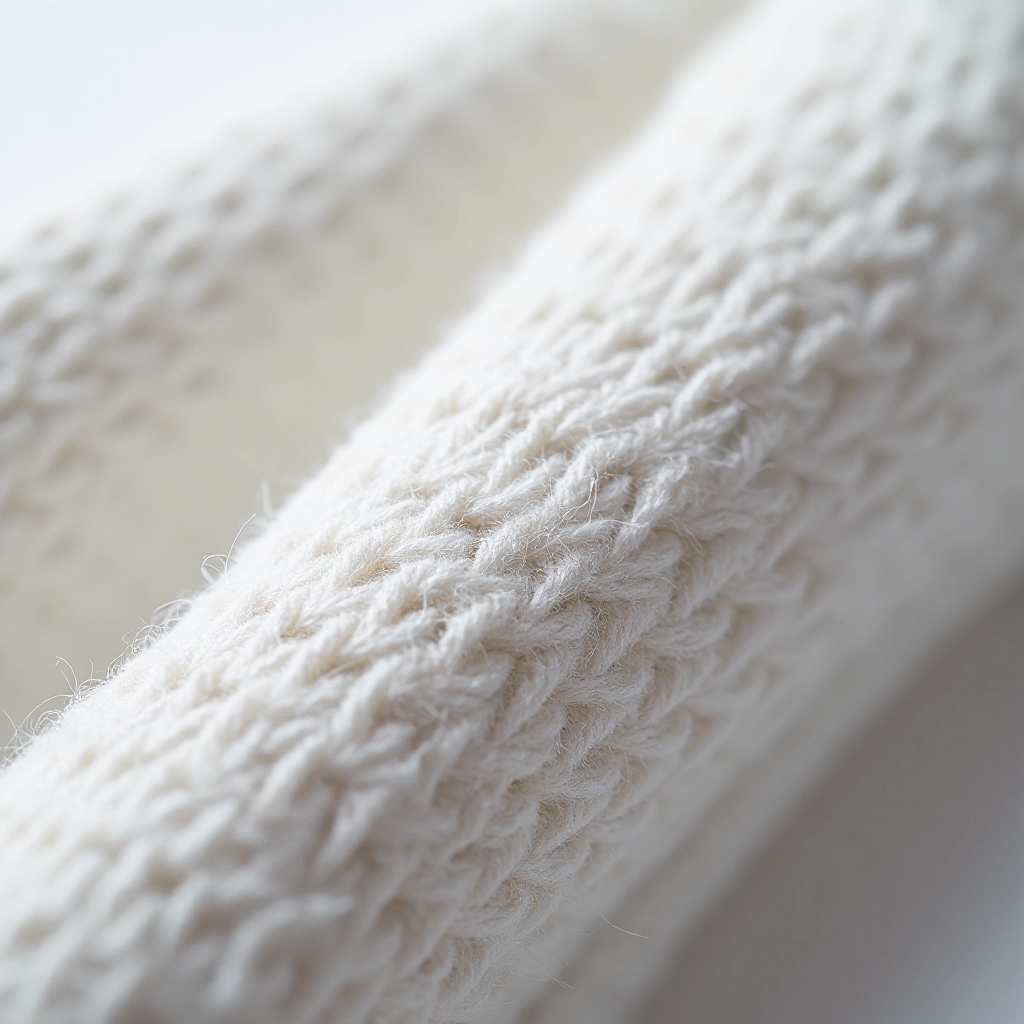 Close-up detail of premium merino wool fabric texture showing the fine weave and quality construction of the running socks material