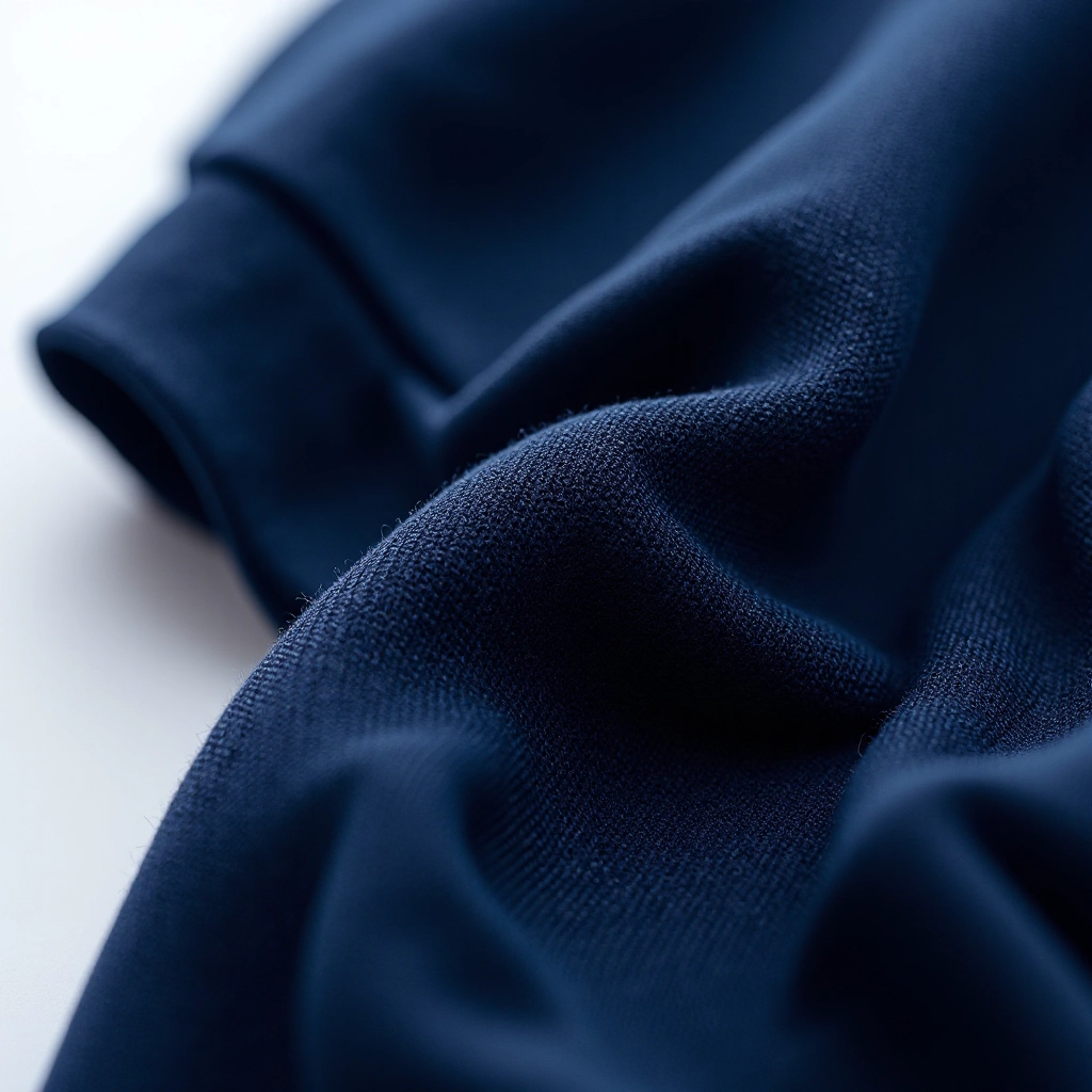 Close-up of compression fabric texture showing weave quality and reflective thread detail, professional product photography with studio lighting